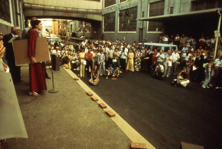 Marian Van Landingham, Mayor Charles Beatley, and others celebrate during Torpedo Factory Art Center's preview during the 1974 City Bicenntennial Celebrations.