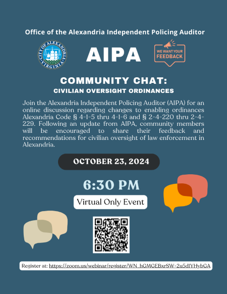 Community Chat on Civilian Oversight Ordinances Flyer