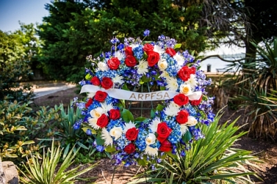 Wreath at fallen officer memorial