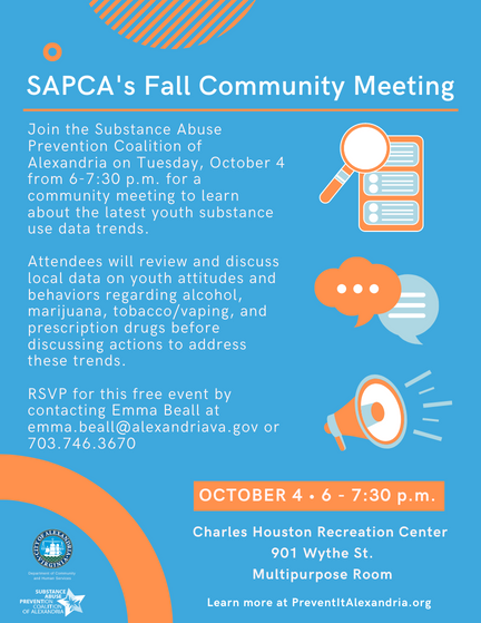 Join the Substance Abuse Prevention Coalition of Alexandria for our fall community meeting.
