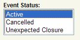 Event status selection list