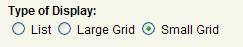 Type of display radio buttons